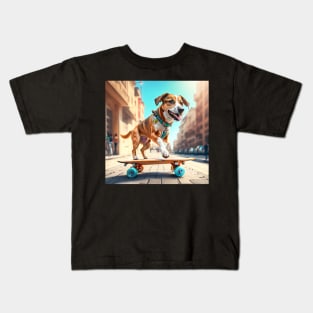 Dog on a Skateboard Kids T-Shirt